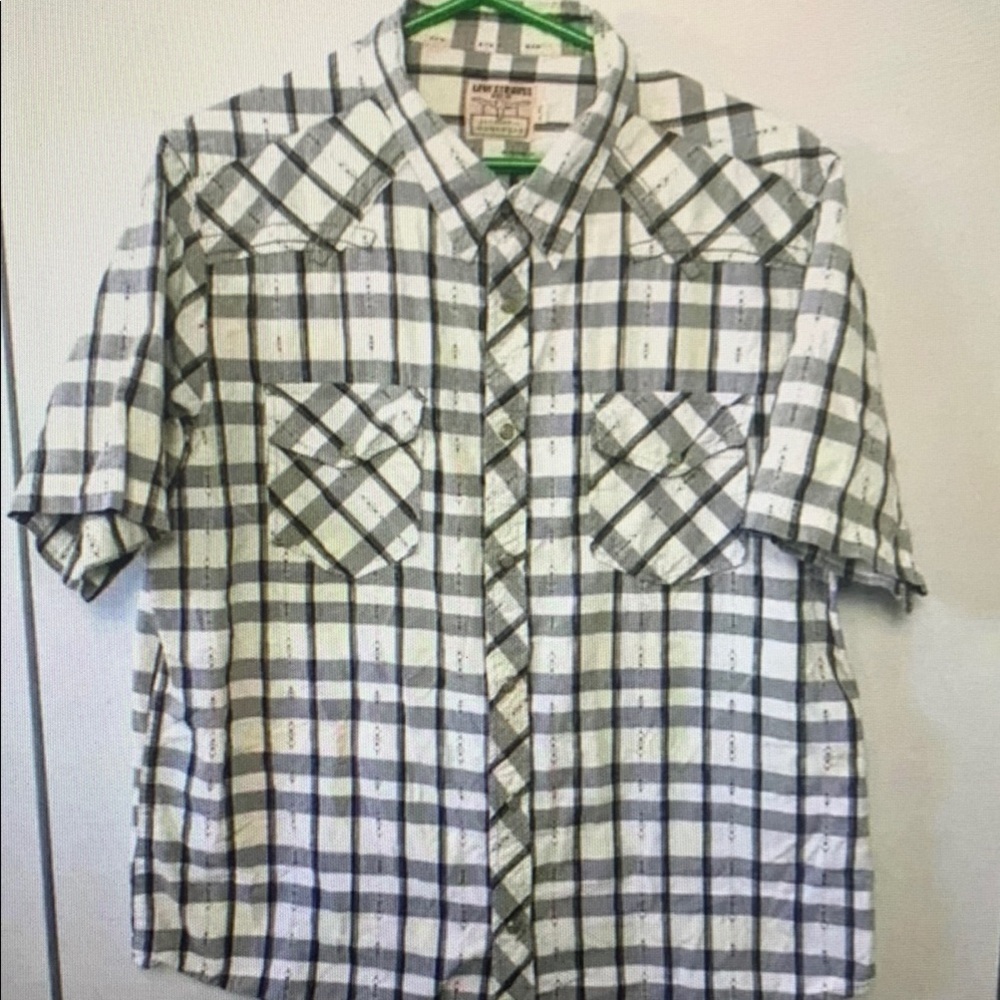 Levi's Gray and White Plaid Blouse